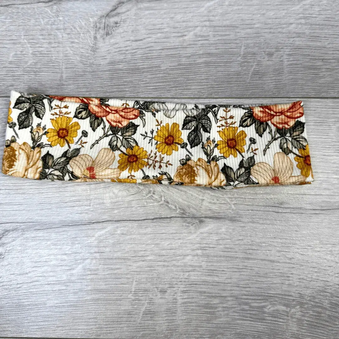 Stirnband 50cm Blumenmuster Ribjersey