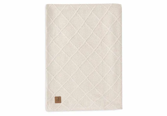 Jollein Decke Kinderbett 100x150cm Check Knit Oatmeal/ Teddy Flece