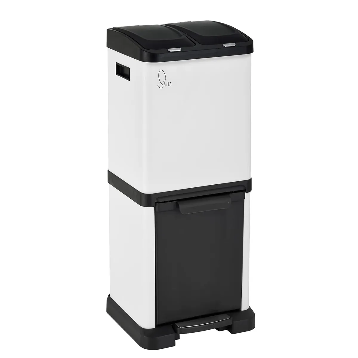 Treteimer mit Mülltrennsystem, Weiss