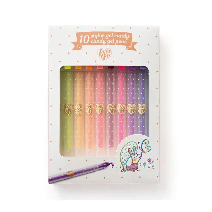 10 stylos gel candy