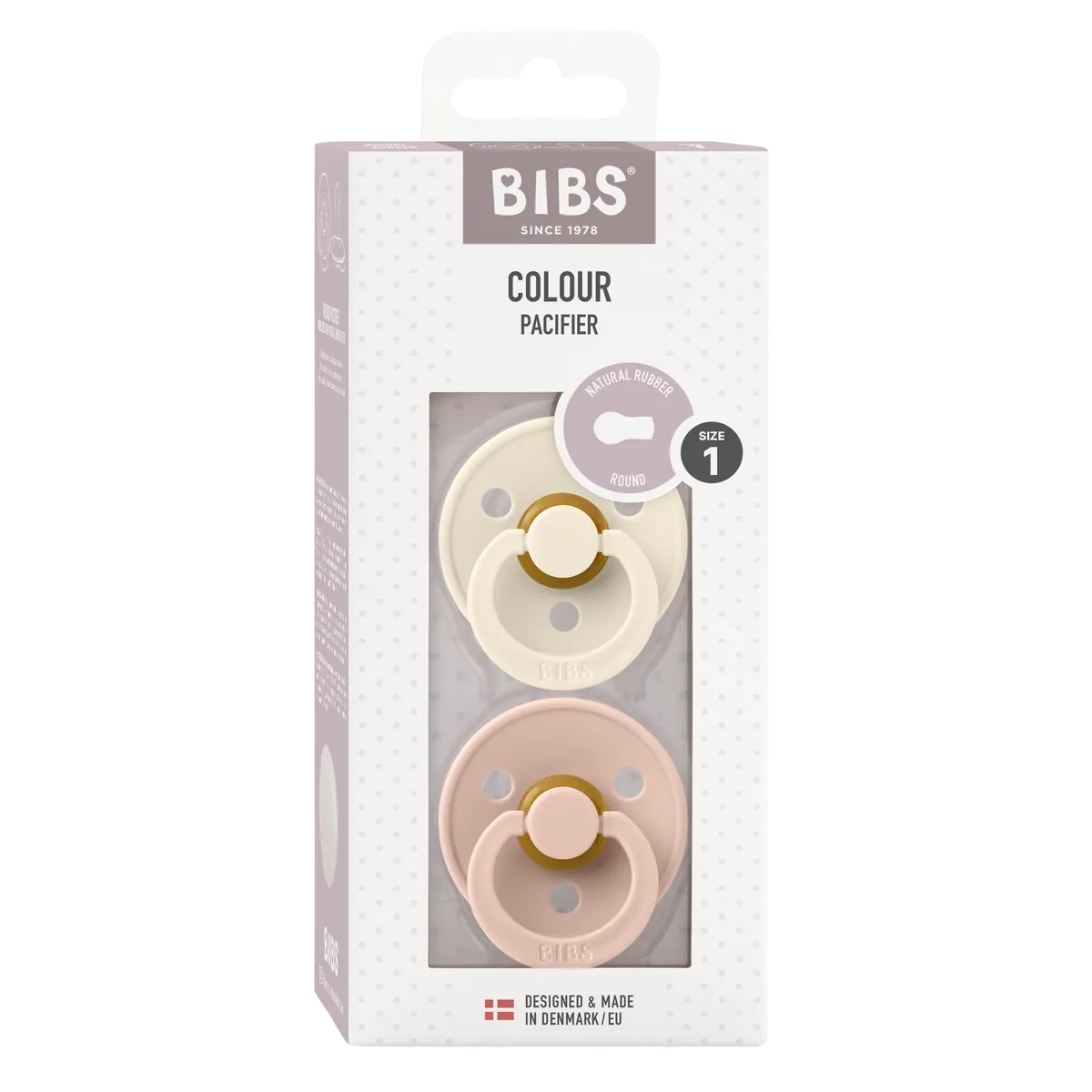 BIBS Nuggi "Colour" 2er-Pack Latex Round 0-6m | Ivory Blush