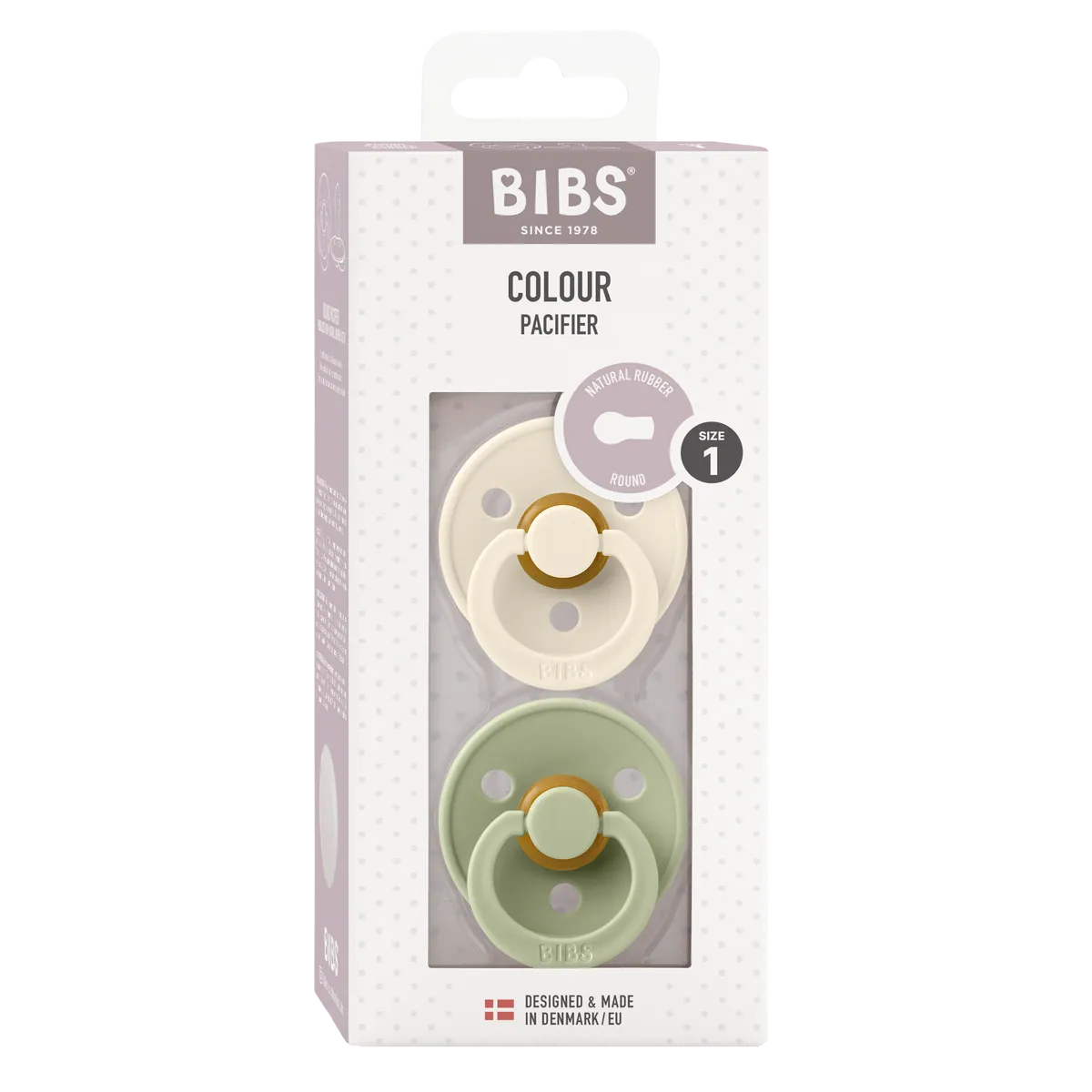 BIBS Nuggi "Colour" 2er-Pack Latex Round 0-6m | Ivory Sage