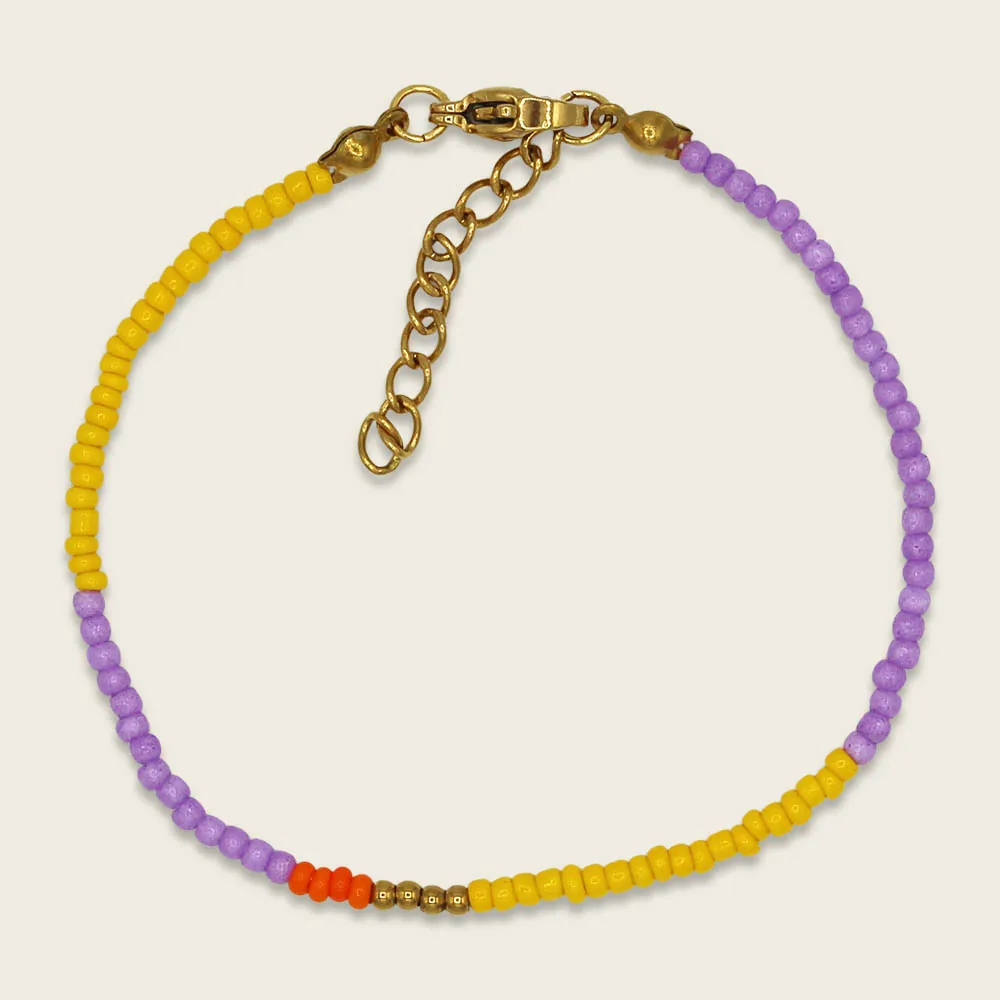 Ava & Yves Perlenarmband | Ocker Weiss