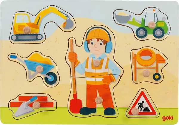 Goki Steckpuzzle Bauarbeiter 30 x 21 cm