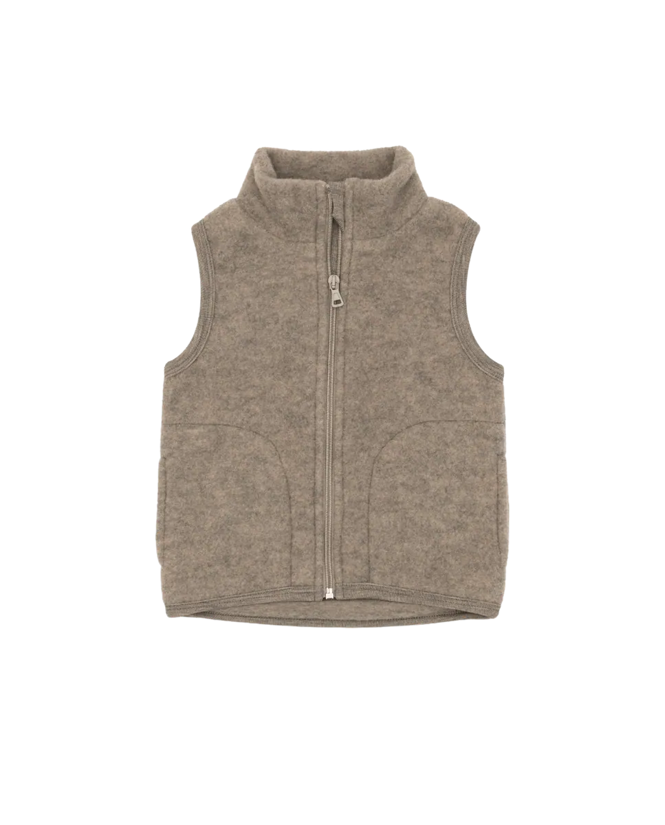 Engel Wollfleece Weste | Walnuss Melange