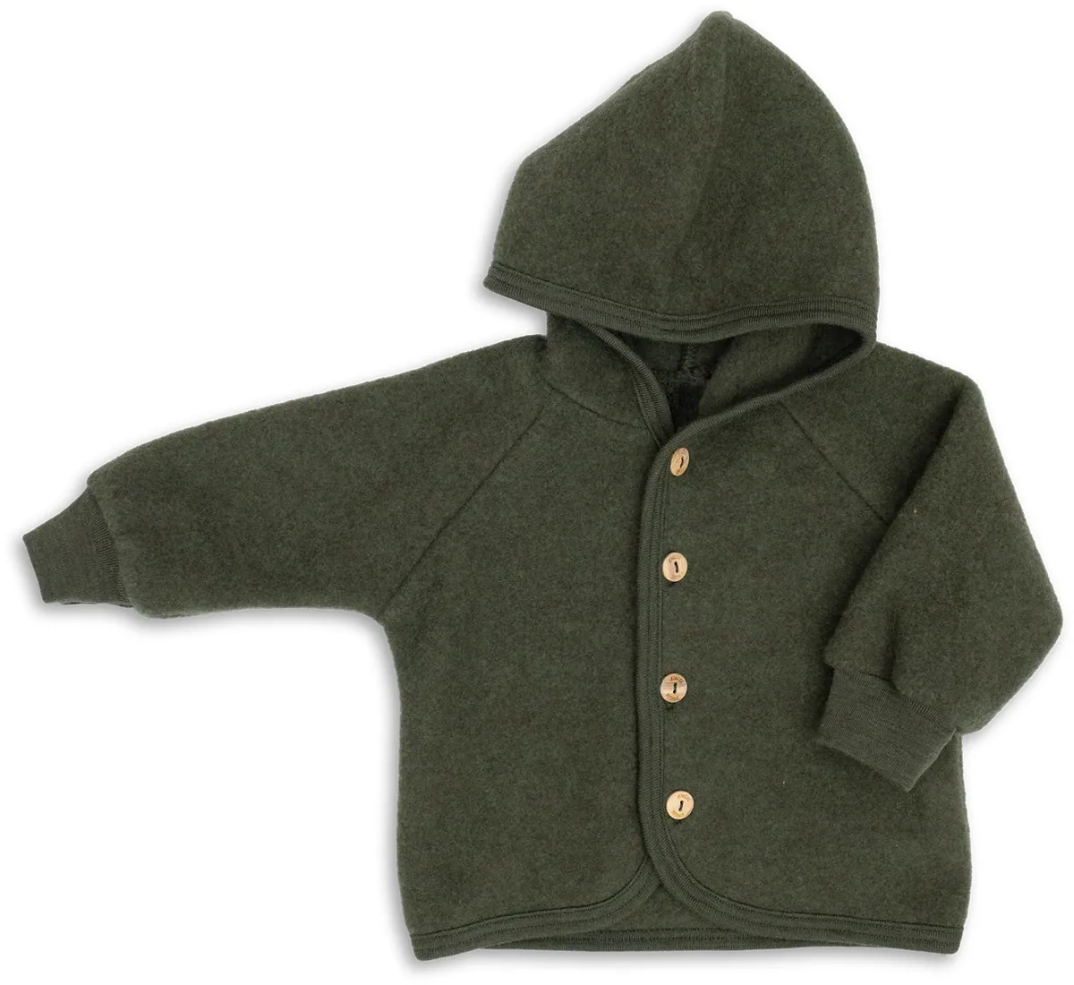 Engel Wollfleece Kapuzenjacke | Schilf Melange