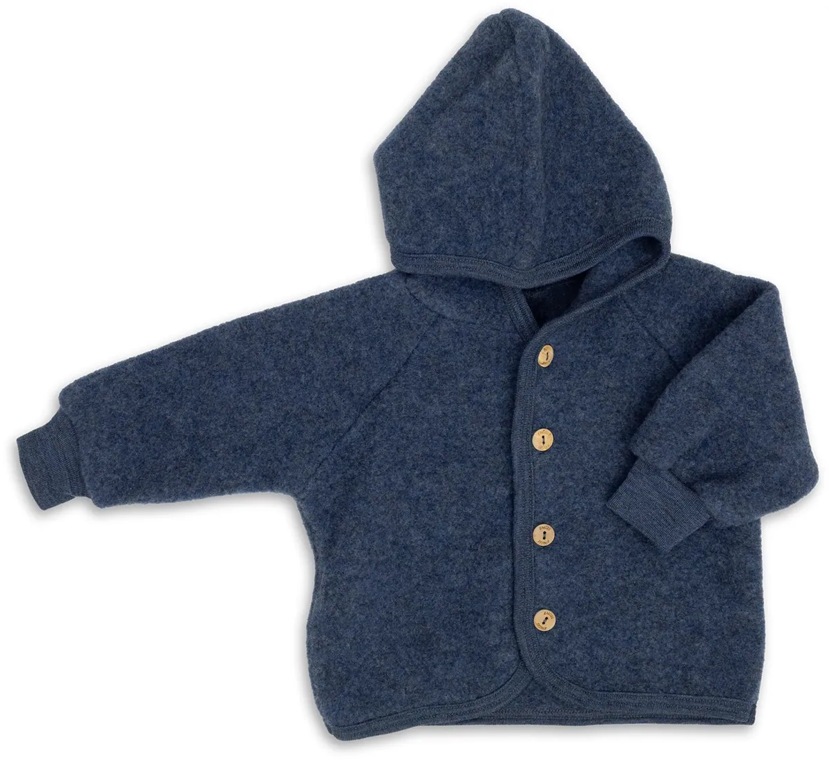 Engel Wollfleece Kapuzenjacke | Blau Melange