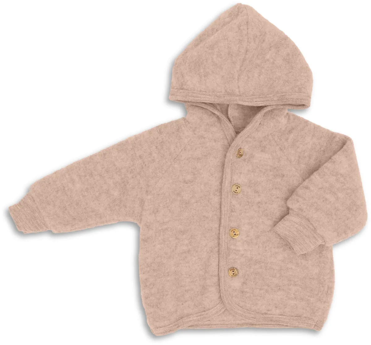 Engel Wollfleece Kapuzenjacke | Sand Melange