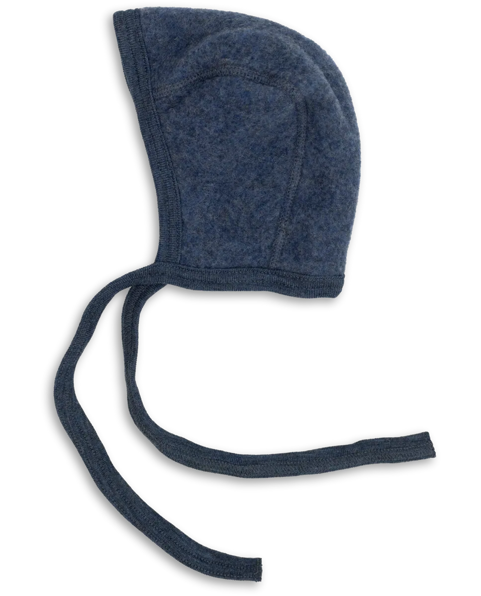 Engel Baby Wollfleece Mütze | Blau Melange