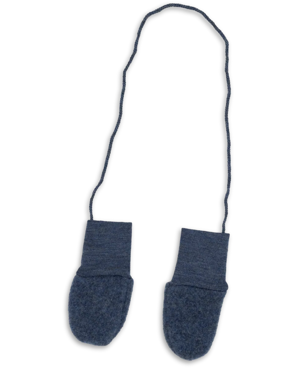 Engel Baby Wollfleece Fäustlinge | Blau Melange