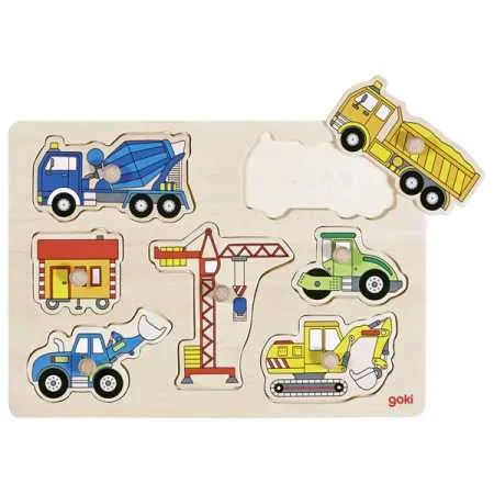 Goki Steckpuzzle Baufahrzeuge