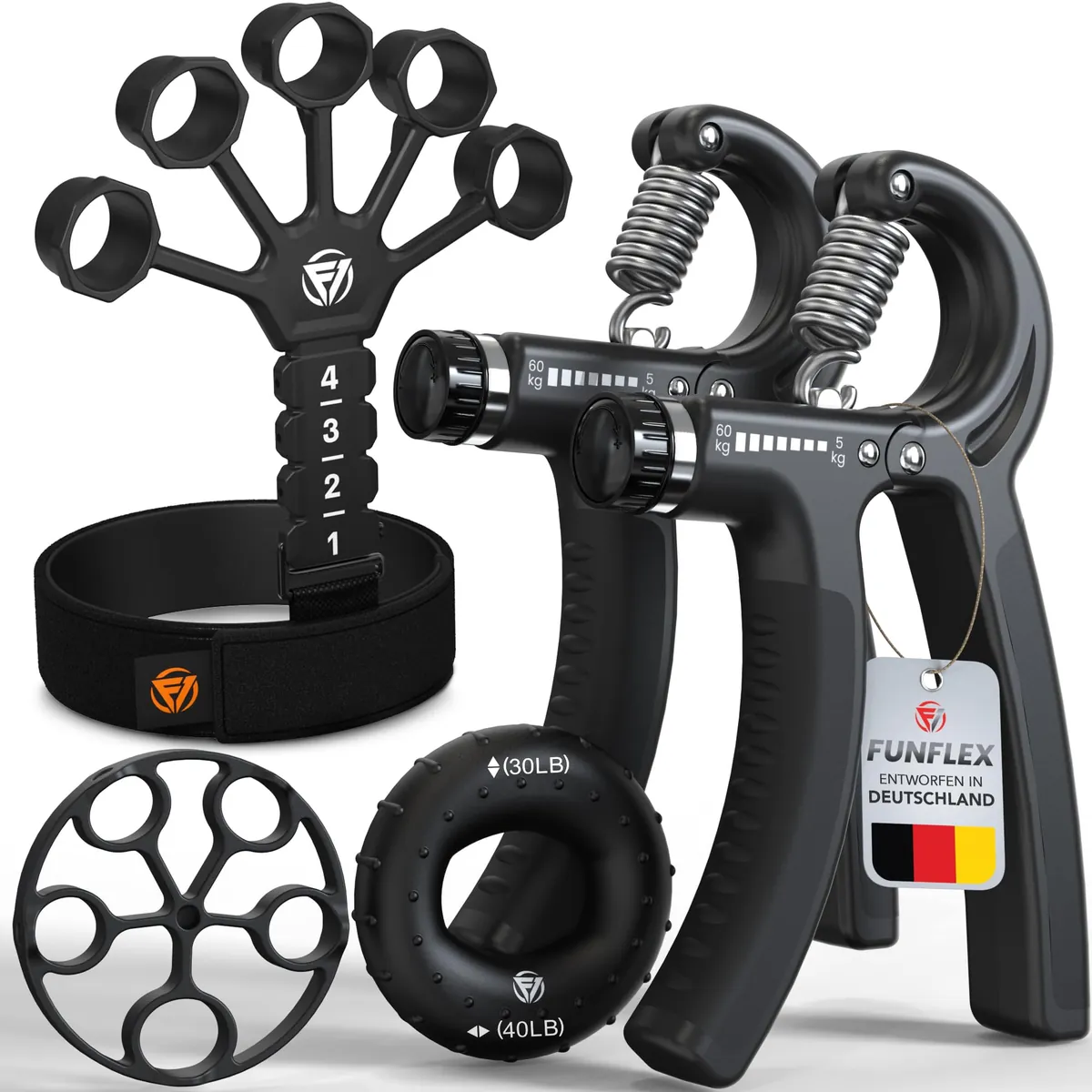 5-teiliges Handtrainer-Set, Schwarz 5er Set