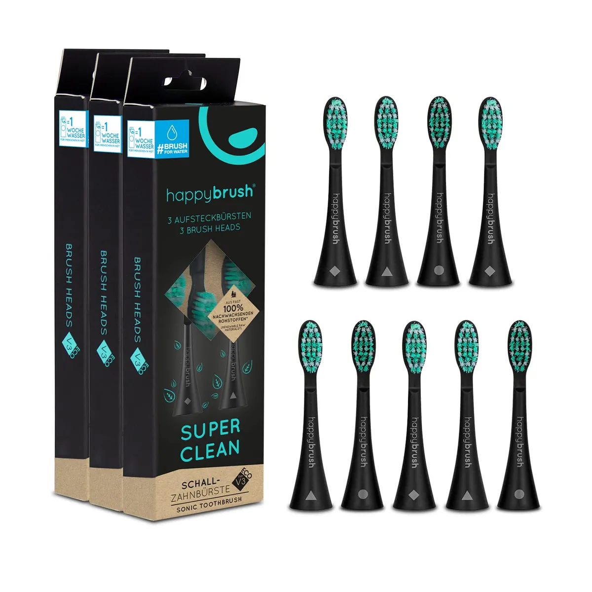 Aufsteckbürsten, Schwarz/Mint