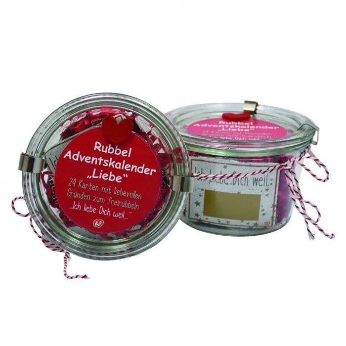 Rubbel Adventskalender "Liebe" im Weckglas