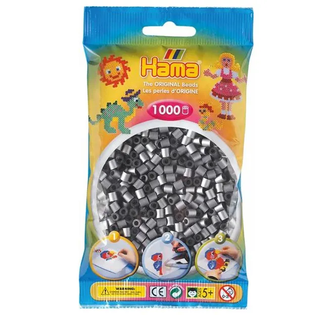Midi Bügelperlen silber Perlen 1000 Stk