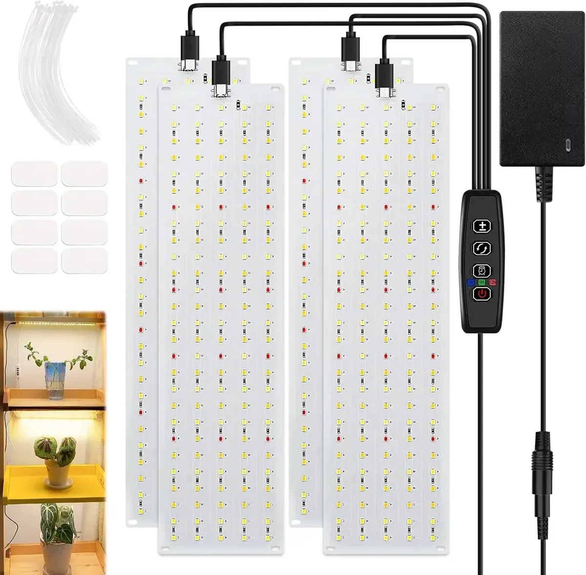 LED Pflanzenlampe mit Timer und Farbmodi, 4 Panels, 540LEDs