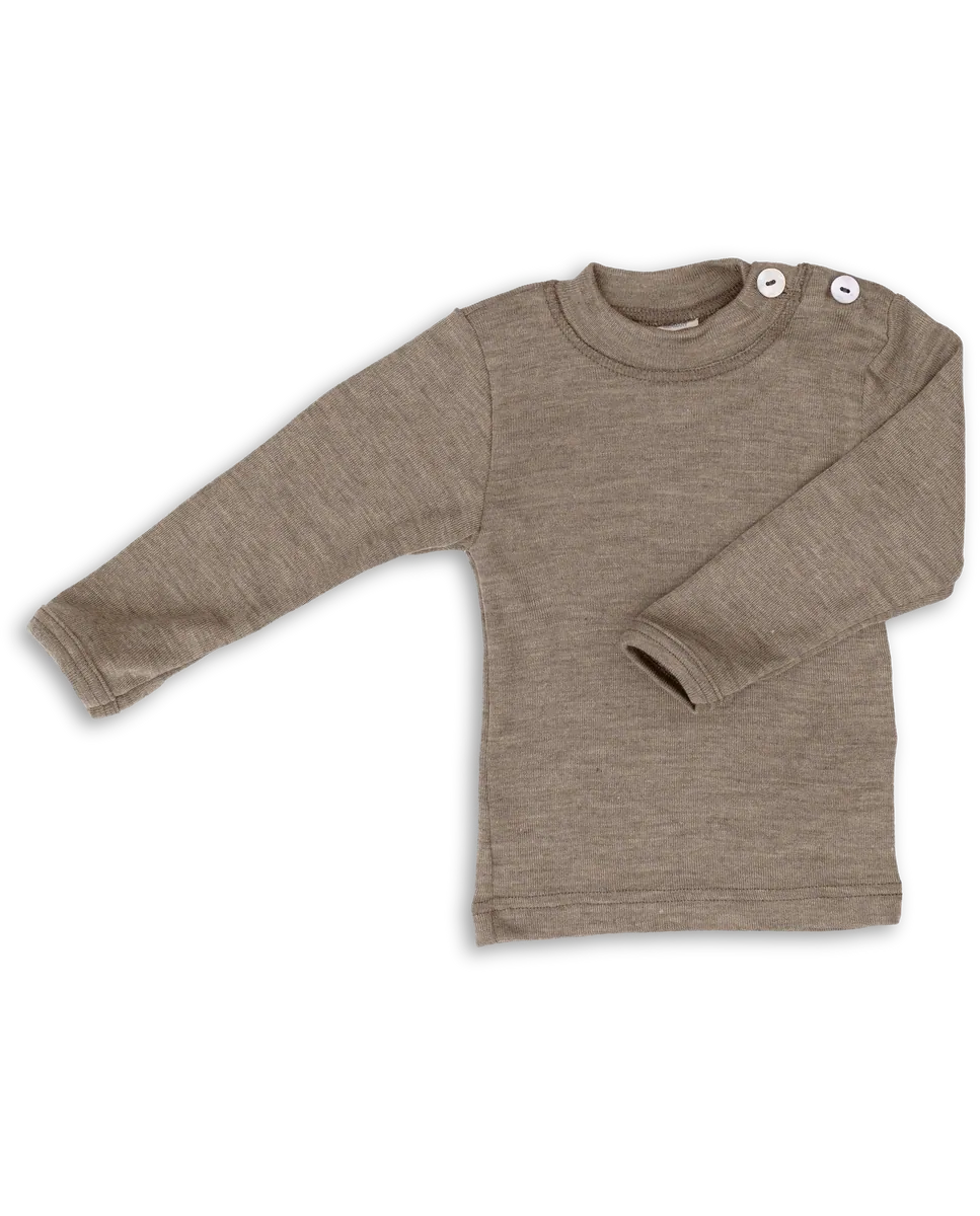 Engel Langarm Shirt Merinowolle-Seide | Walnuss