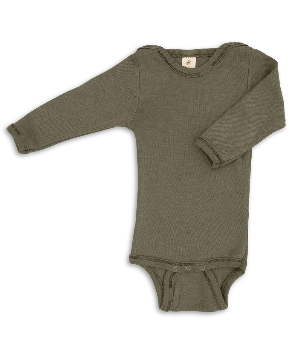 Engel Body Wolle-Seide langarm Olive