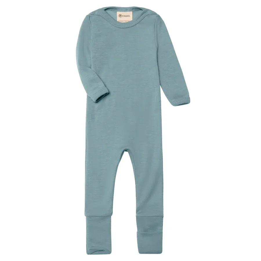 Engel Wolle/Seide Pyjama mit Beinumschlag - bergblau