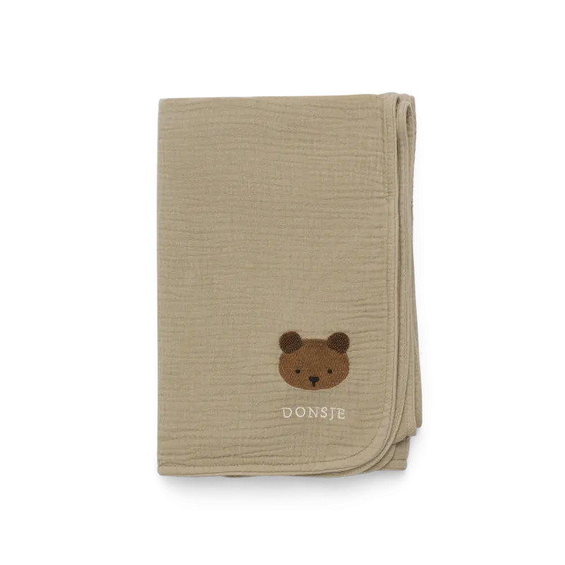 Donsje Decke "Ploekie Muslin Blanket XL" | Bear | Taupe