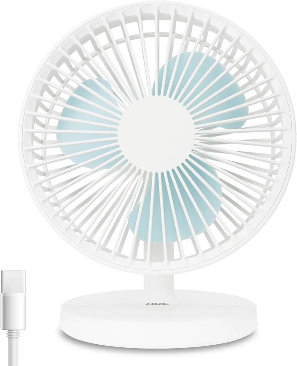 USB-Tischventilator mit Akku und 3 Stufen, Weiss