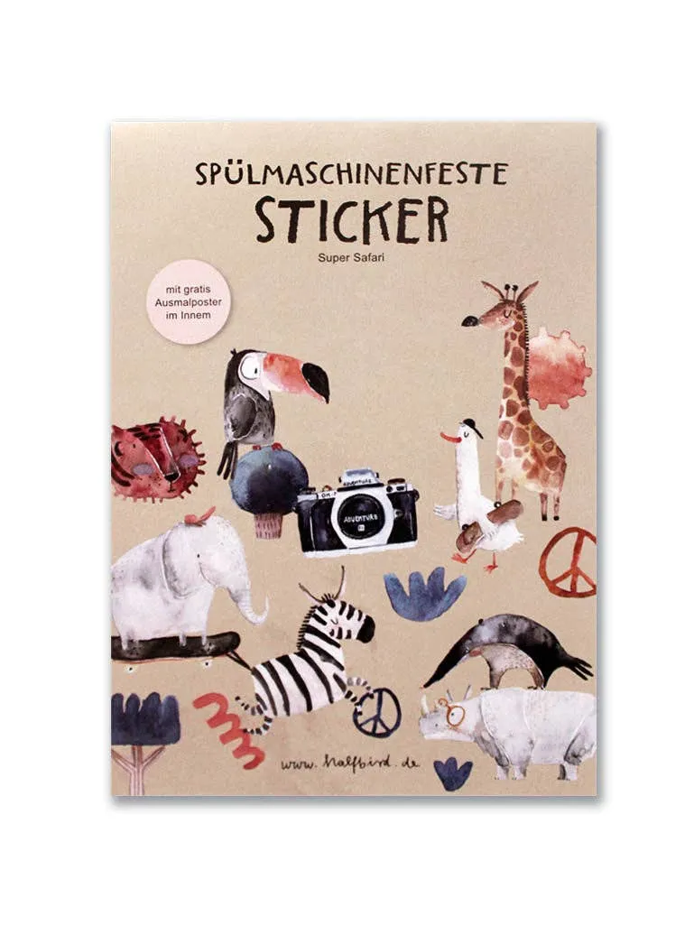 Halfbird Spülmaschinenfeste Sticker "Super Safari"