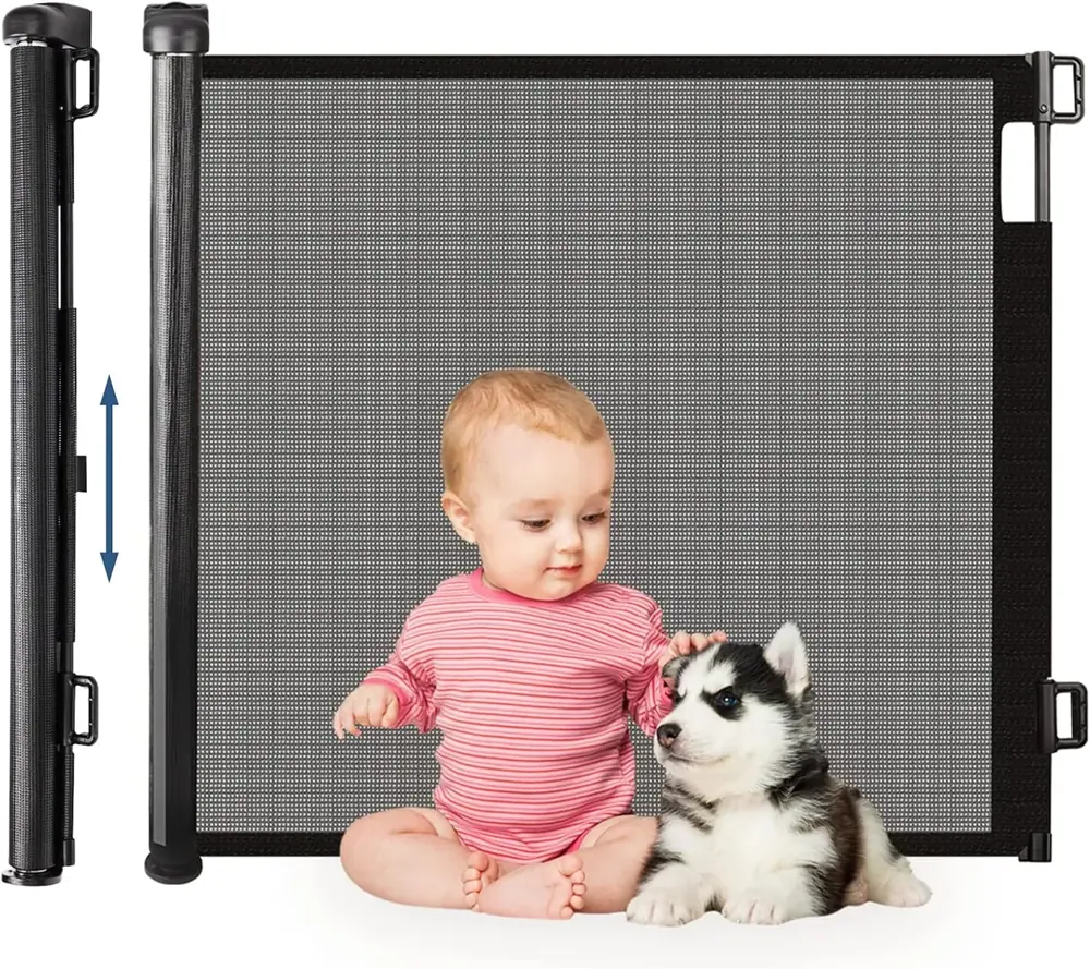 Treppen- und Türschutzgitter für Babys und Haustiere, Schwarz ; 180cm