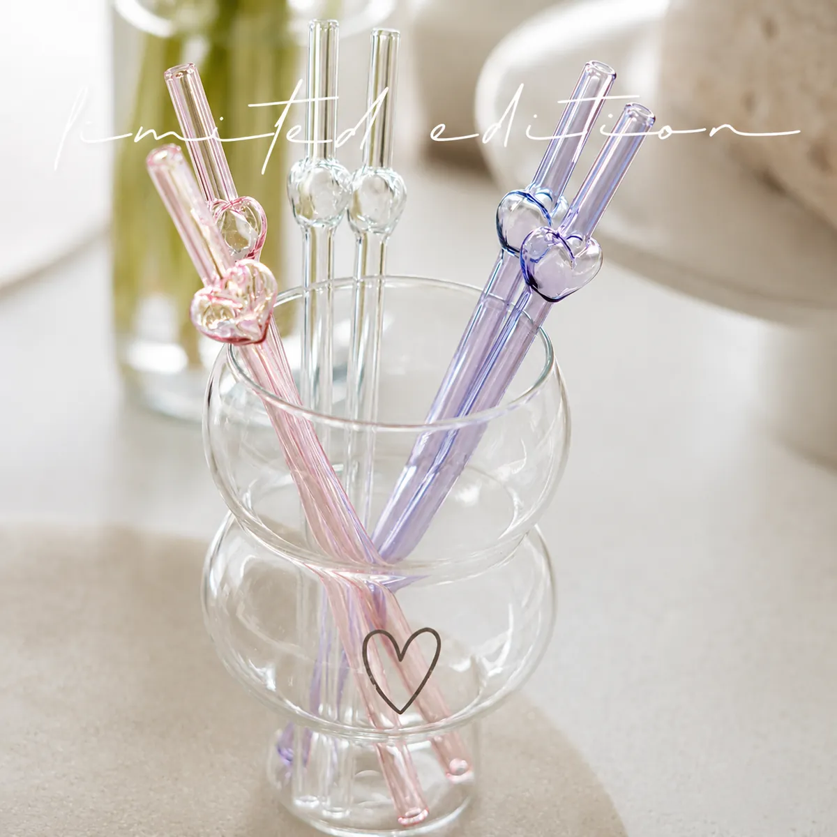 Strohhalme Bubble Heart - 3er Set - limited Edition