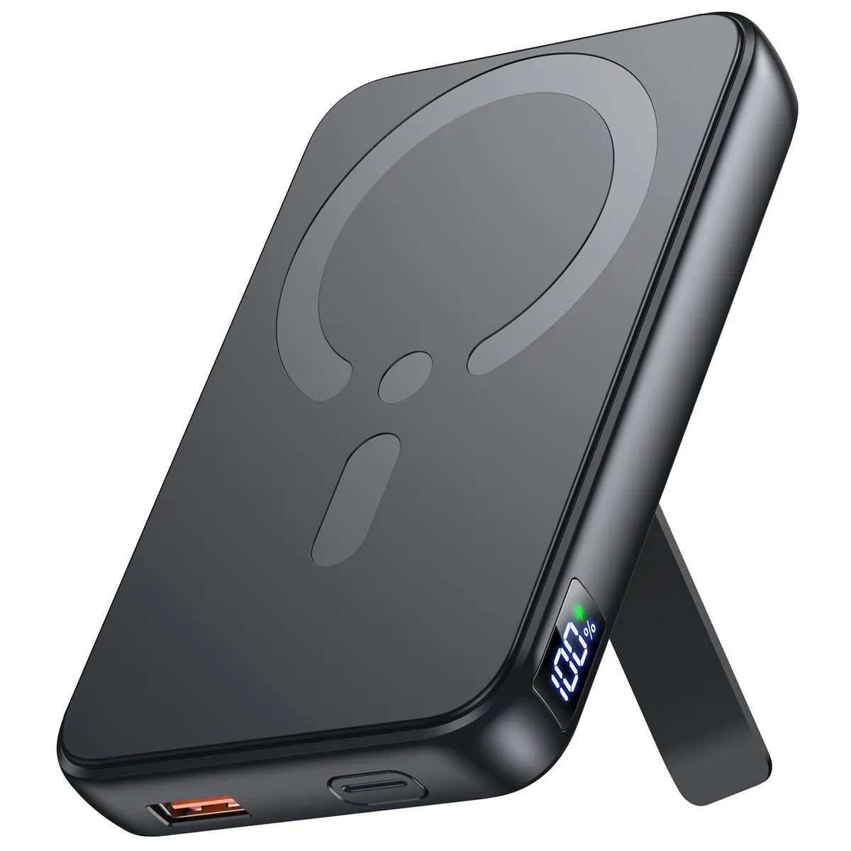 Magnetische Powerbank mit Schnellladefunktion, Schwarz