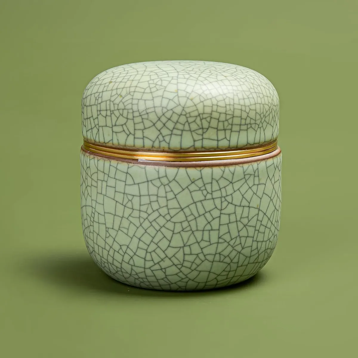 Matcha-Behälter, Hellgrün mit Schwarzer Linie