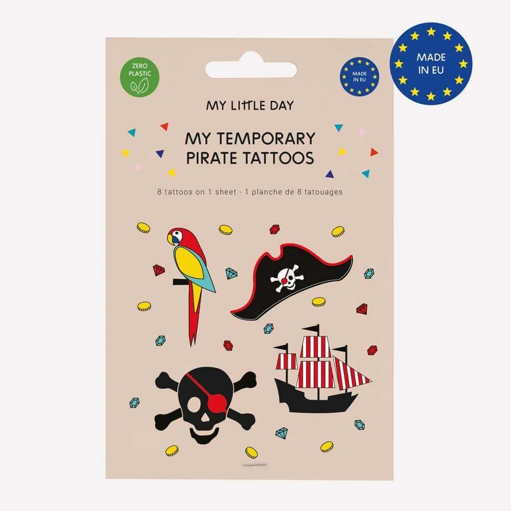 Tafel mit 8 Piraten-Tattoos