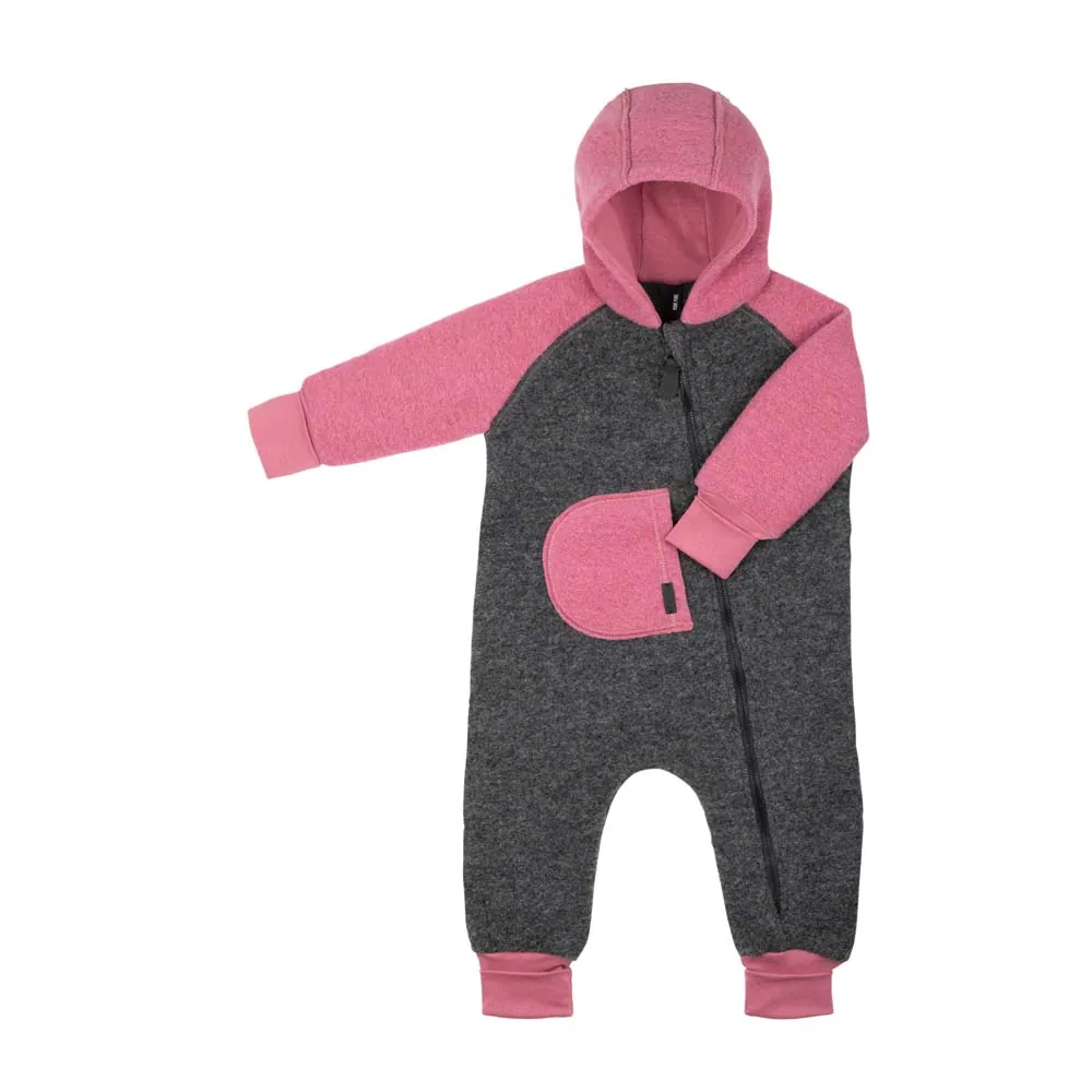 Pure Pure Wollwalk-Overall mit langem Reissverschluss - Grau-Pink