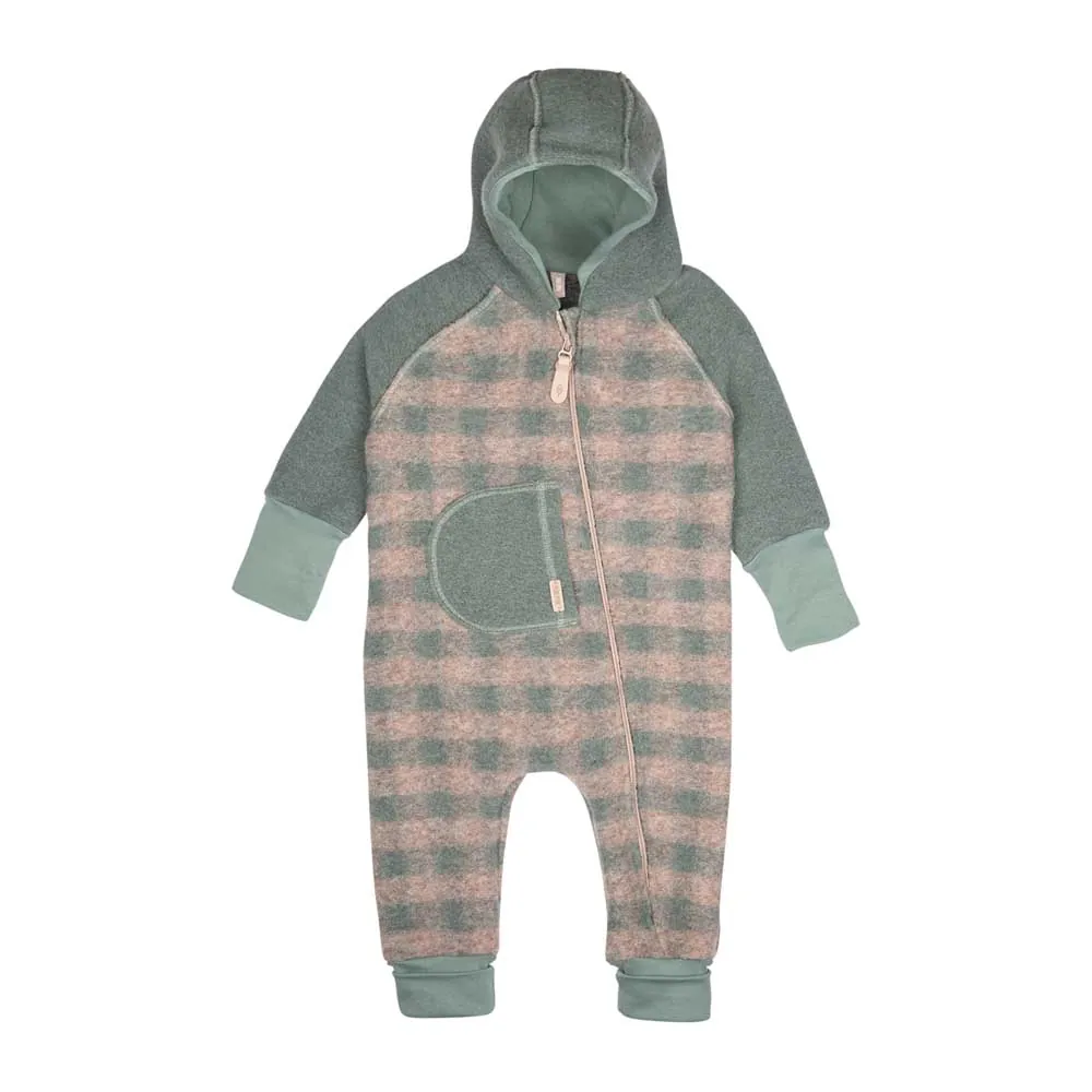 PurePure Wollwalk-Overall - Karo Salbei