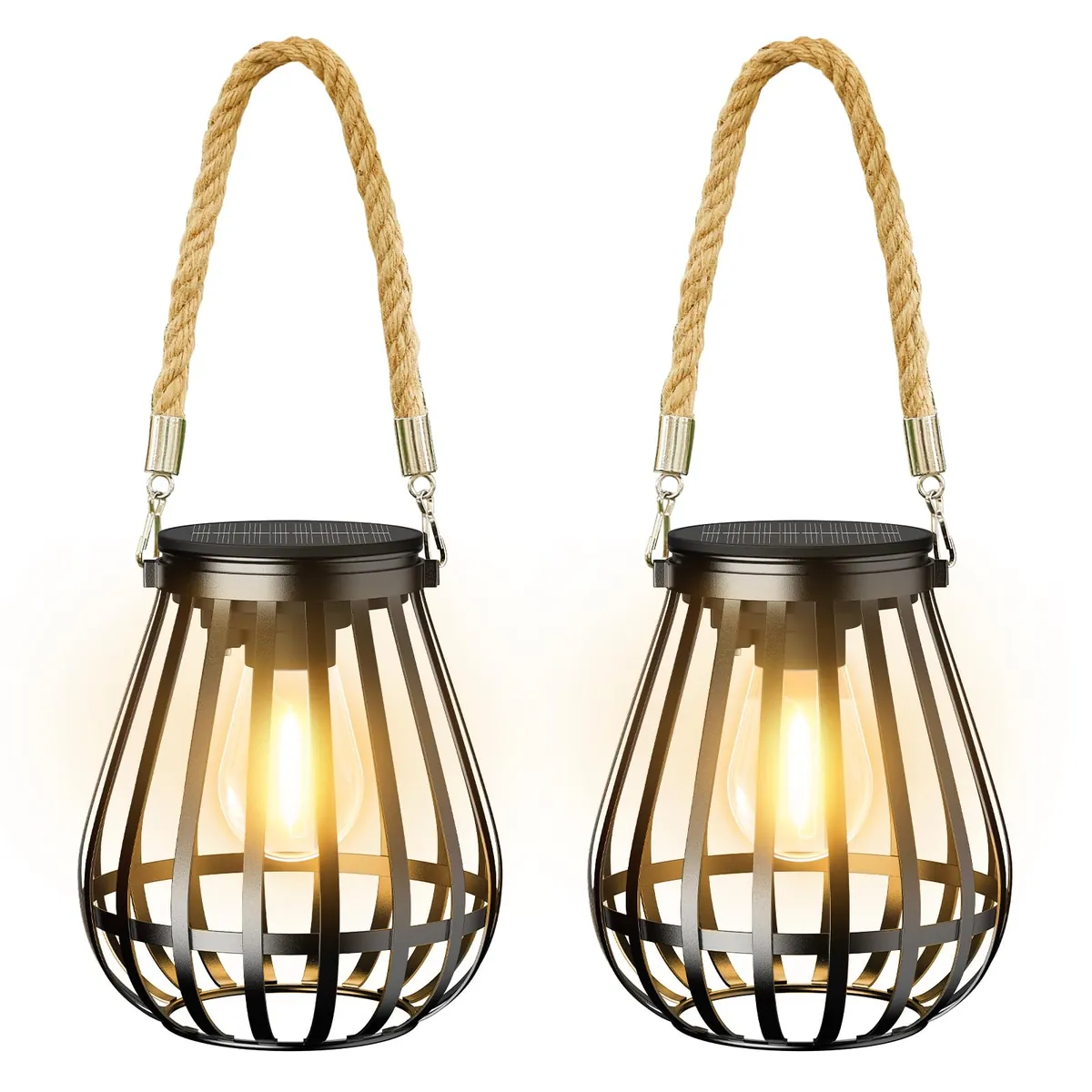 2er-Set Solarlampen, Retro