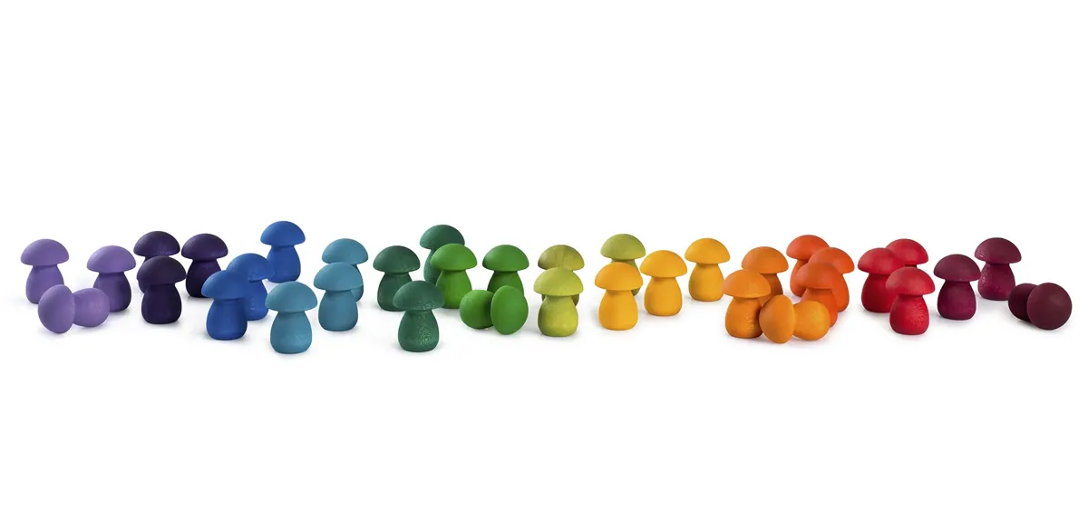 Grapat Holz Mandala "Rainbow Mushrooms" 36-teilig