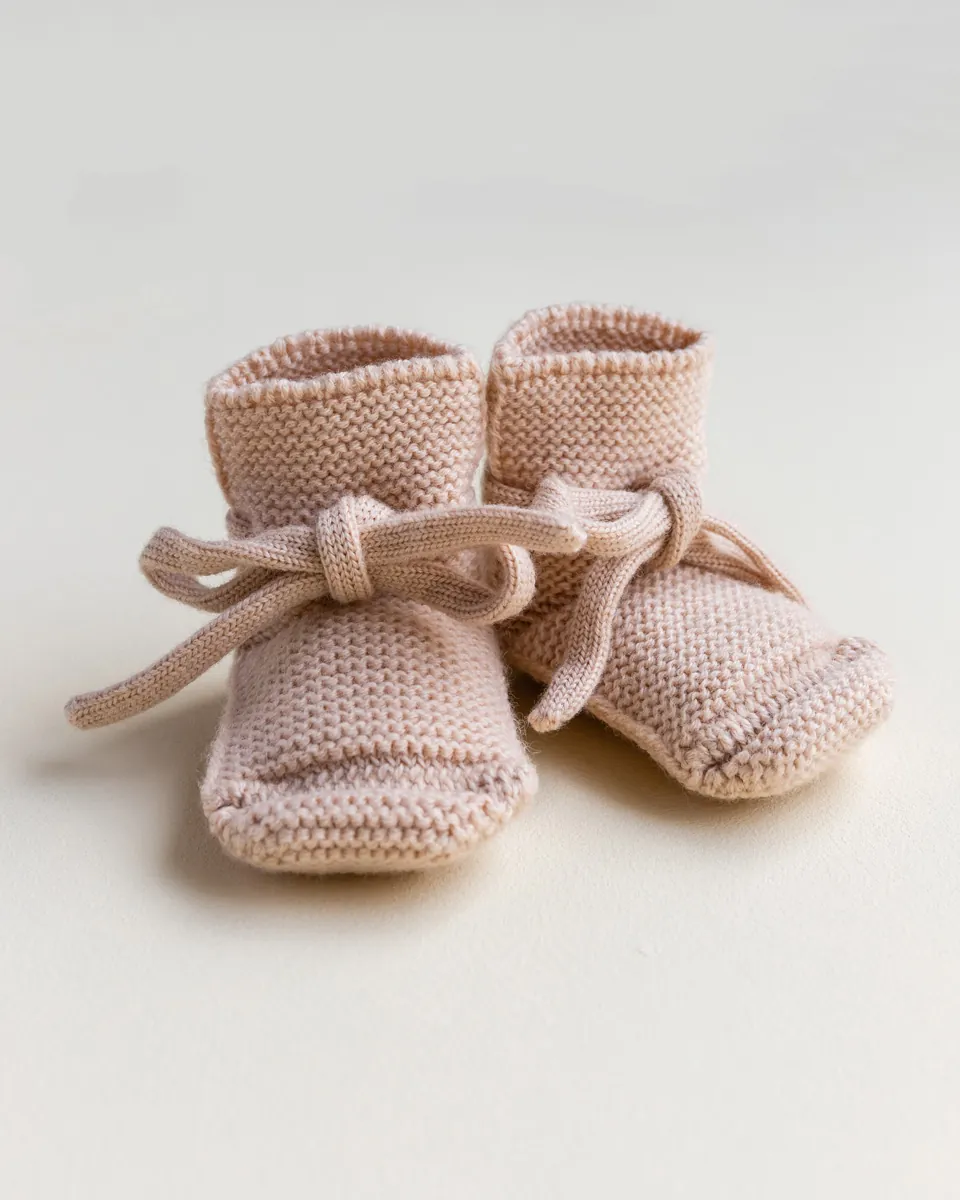 Hvid Babyschuhe Booties Merinowolle | Apricot