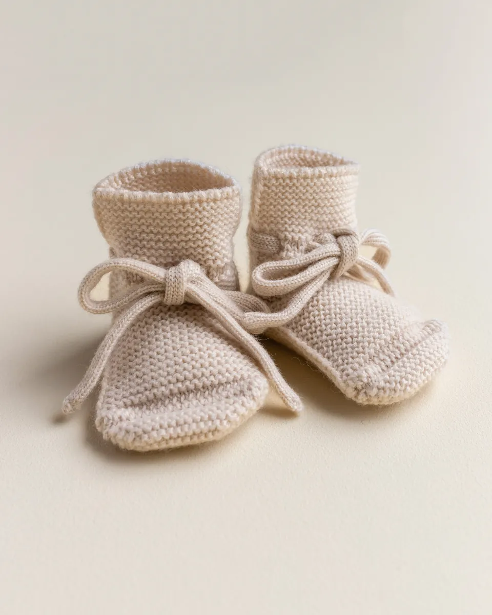 Hvid Babyschuhe Booties Merinowolle | Cream