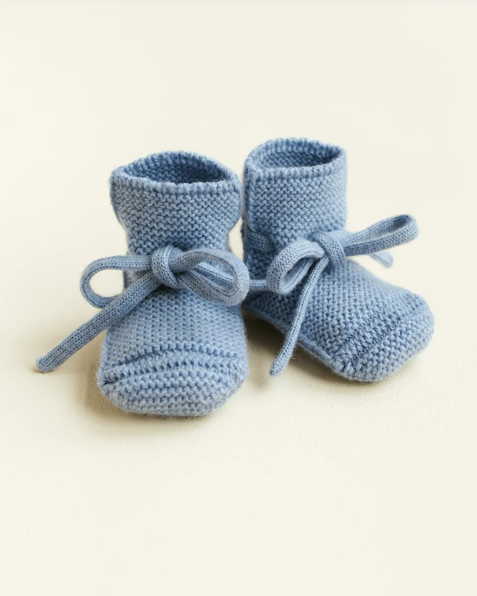 Hvid Babyschuhe Booties Merinowolle | Light / Blue