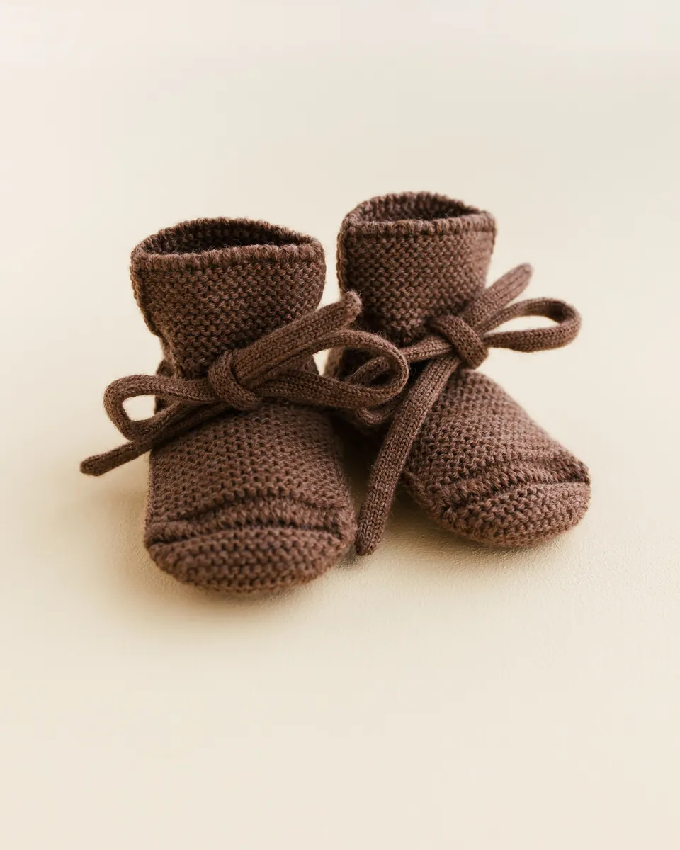 Hvid Babyschuhe Booties Merinowolle | Mocha