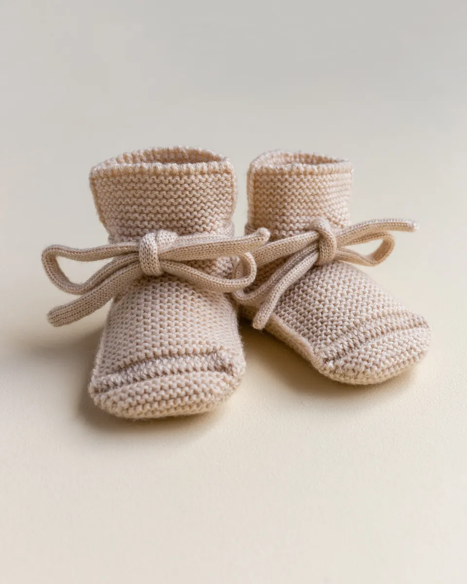 Hvid Babyschuhe Booties Merinowolle | Oat