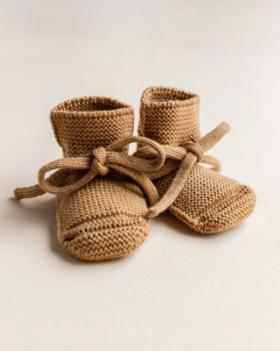 Hvid Babyschuhe Booties Merinowolle | Orche