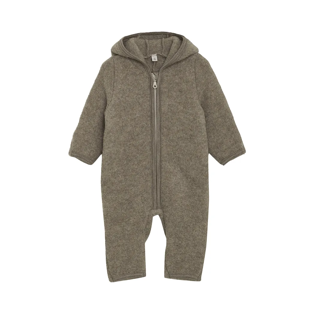 Wollfleece Overall mit Ohren Savannah Melange