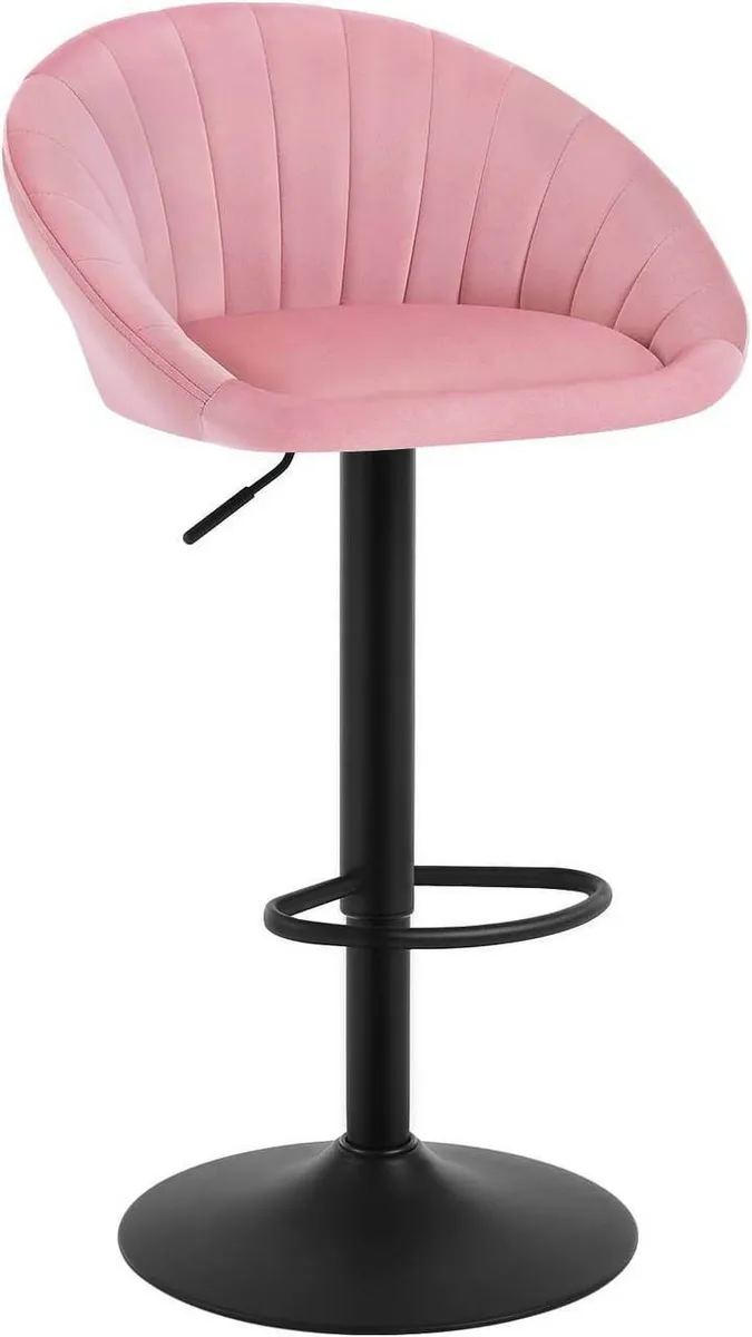 Barhocker höhenverstellbar drehbar mit Rückenlehne Samt Metall Rosa