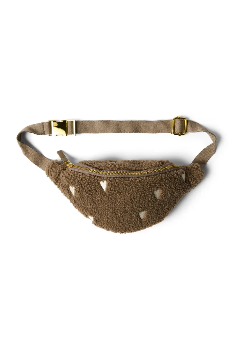 Studio Noos Gürteltasche Mini für Kinder "Teddy" Brown Hearts
