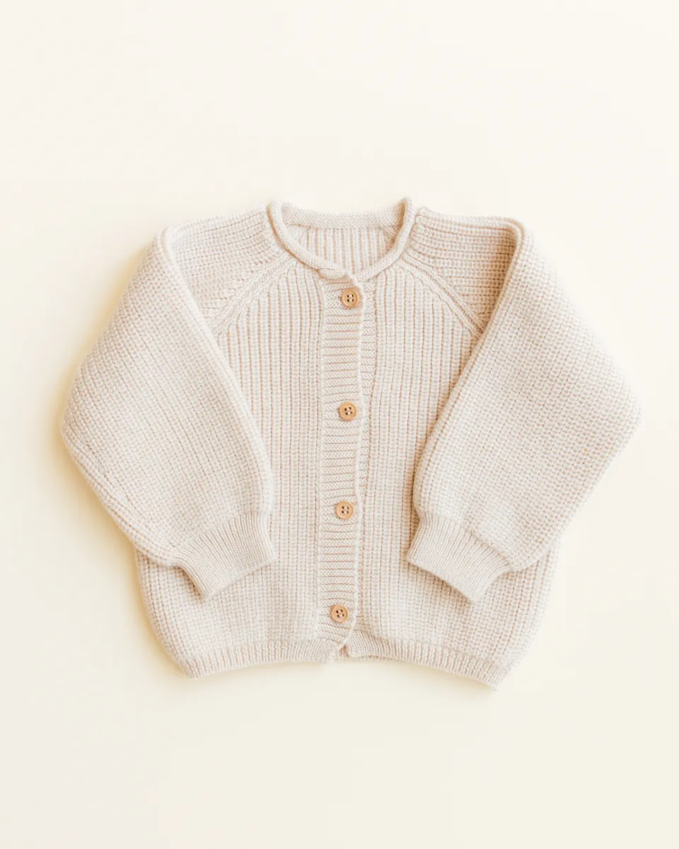 Hvid Cardigan Merinowolle "Inga" Cream