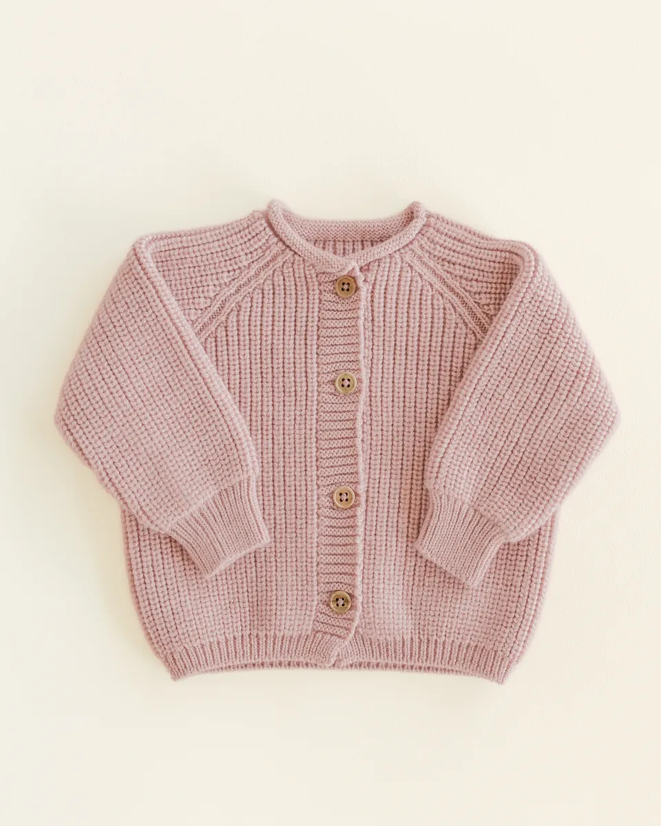 Hvid Cardigan Merinowolle "Inga" Powder