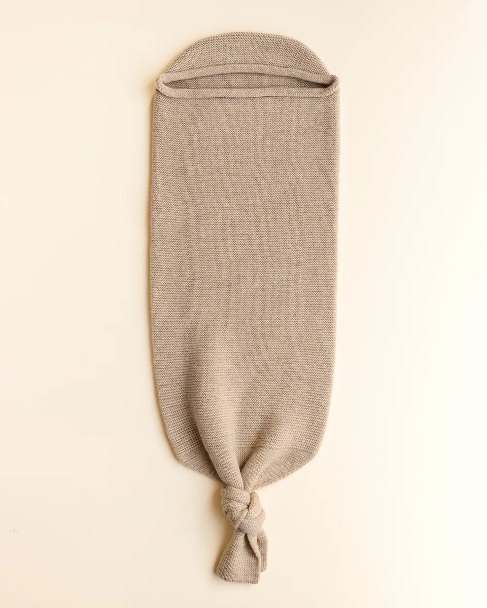 Hvid Strick Cocoon Merinowolle Sand