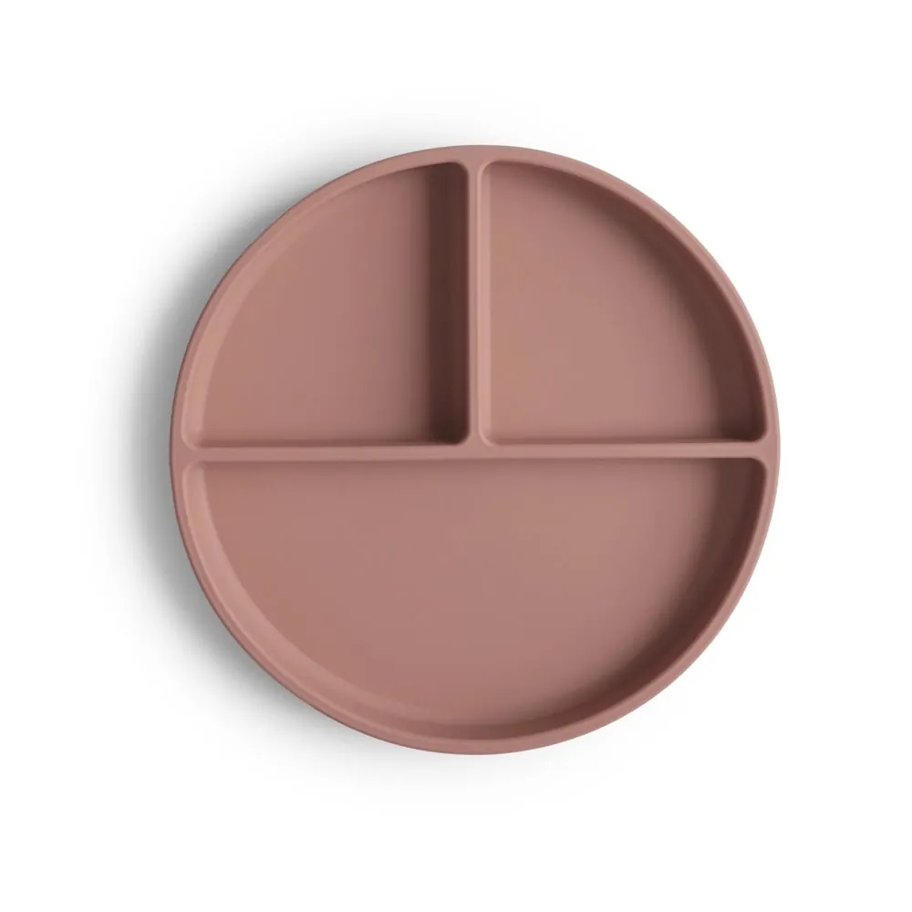 Mushie Silikon Teller mit Saugnapf | Cloudy Mauve