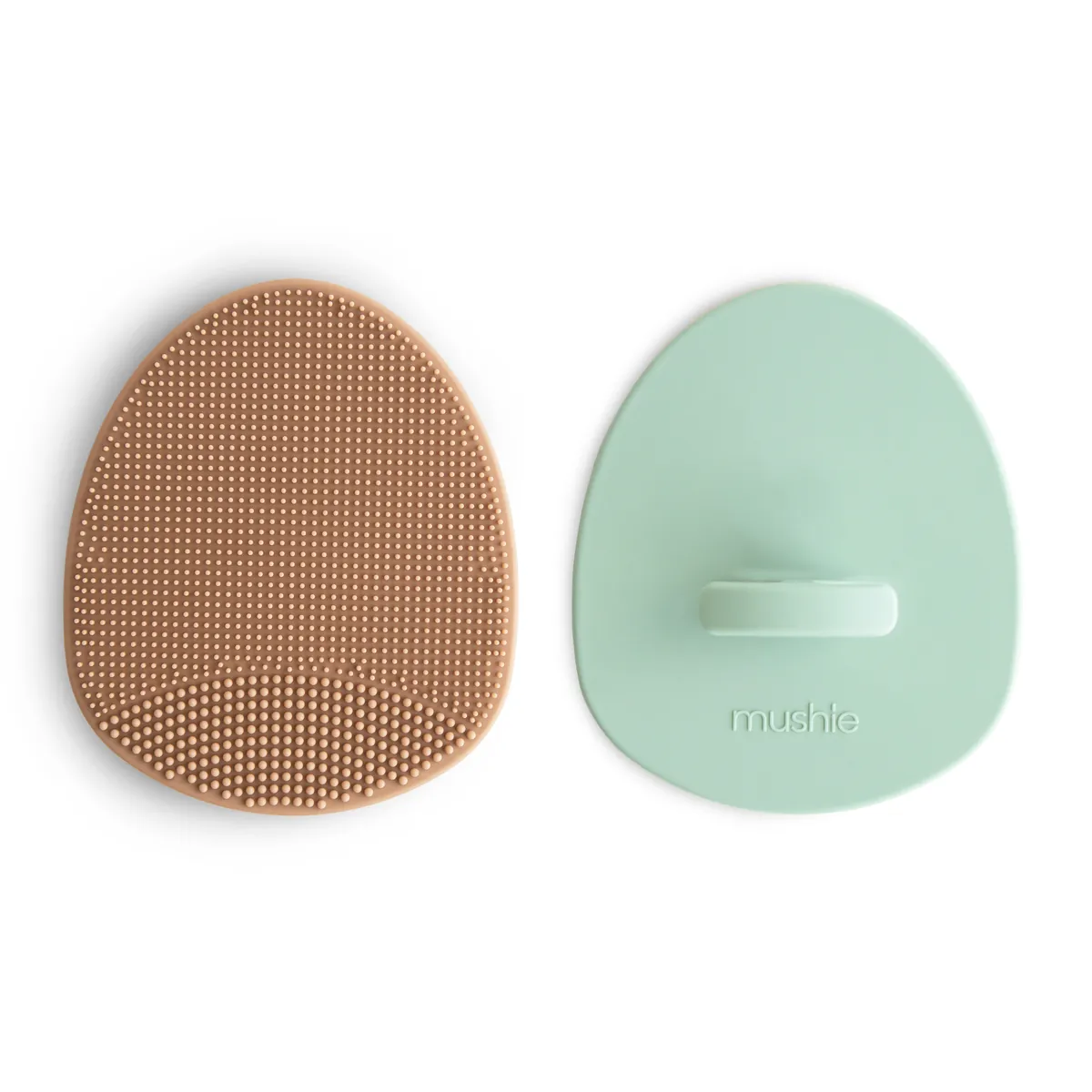 Mushie Babybürste für Milchschorf 2er-Set | Natural / Cambridge Blue