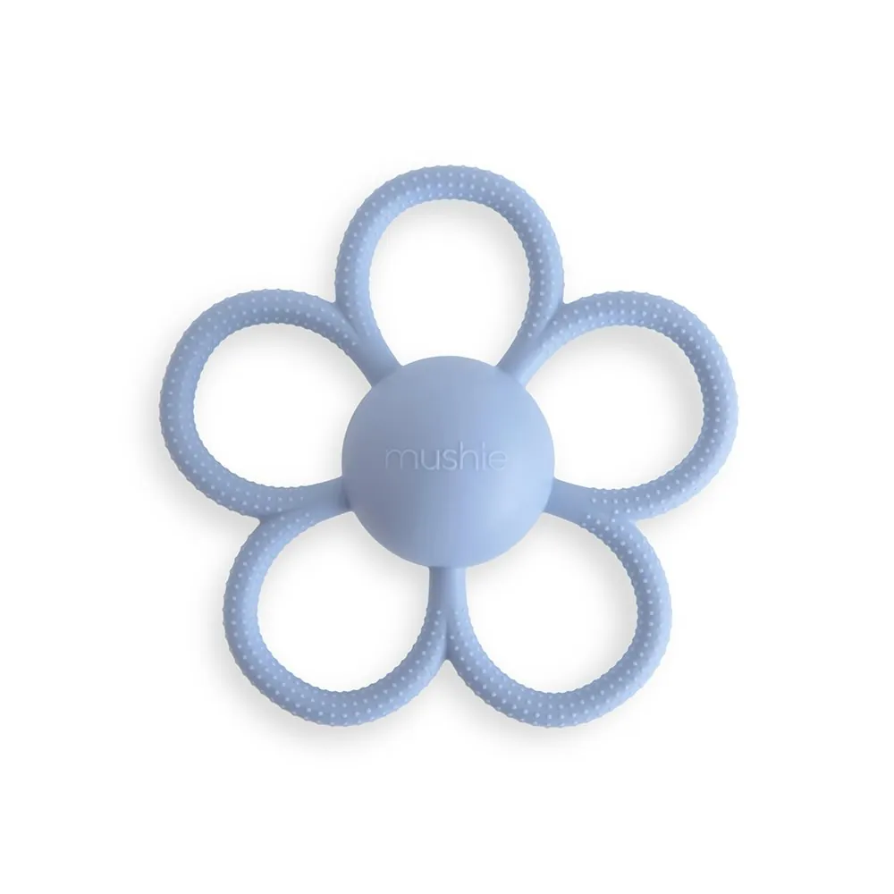 Mushie Beissring Rassel “Daisy“ | Faded Denim